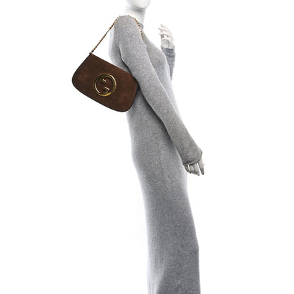 Gucci Suede Talco New Roxy Calfskin Blondie Chain Shoulder Flap Bag River Brown 2 of 10