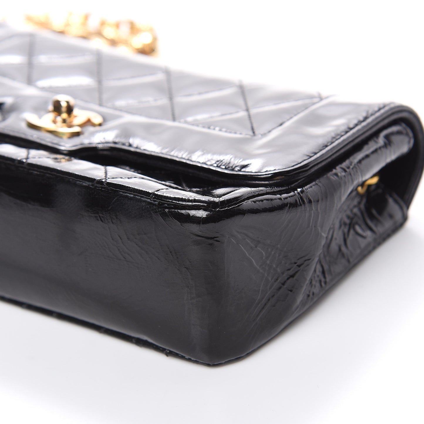 Patent Quilted Extra Mini Rectangular Flap Black