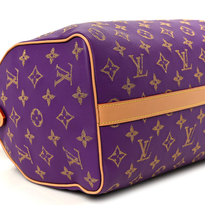 Louis Vuitton Calfskin Embroidered Monogram Speedy P9 Bandouliere 30 Golden Lotus Purple 16 of 17
