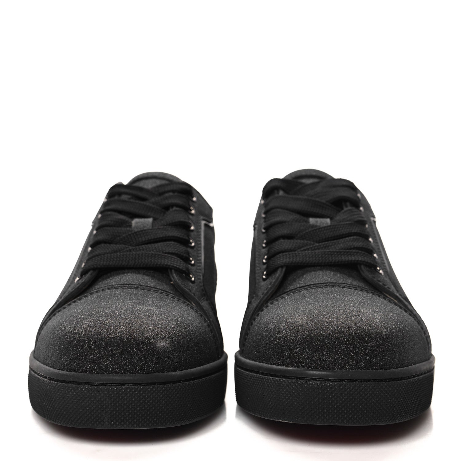 Christian Louboutin Glitter Calfskin Vieira Flat Sneakers 38 Black 2 of 10