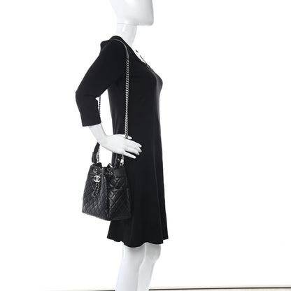 Chanel Caviar Quilted CC Chain Bucket Drawstring Bag Black 2 of 10