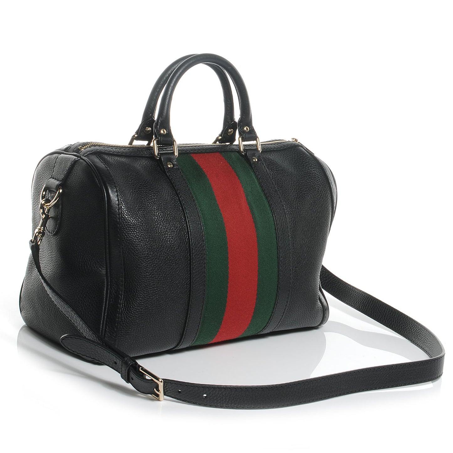 Leather Vintage Web Medium Boston Black
