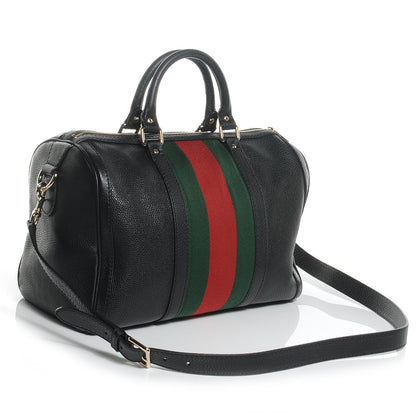 Gucci Leather Vintage Web Medium Boston Black 3 of 8