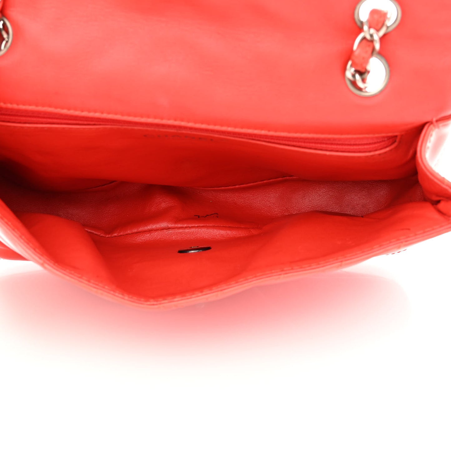 Patent Chevron Quilted Medium Single Flap Red