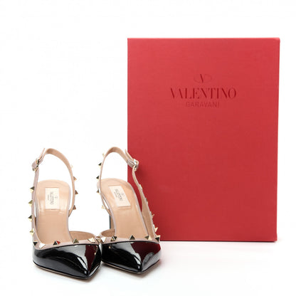 Valentino Garavani Patent Rockstud Half D'Orsay Slingback 85mm Pumps 39.5 Black Poudre 11 of 11