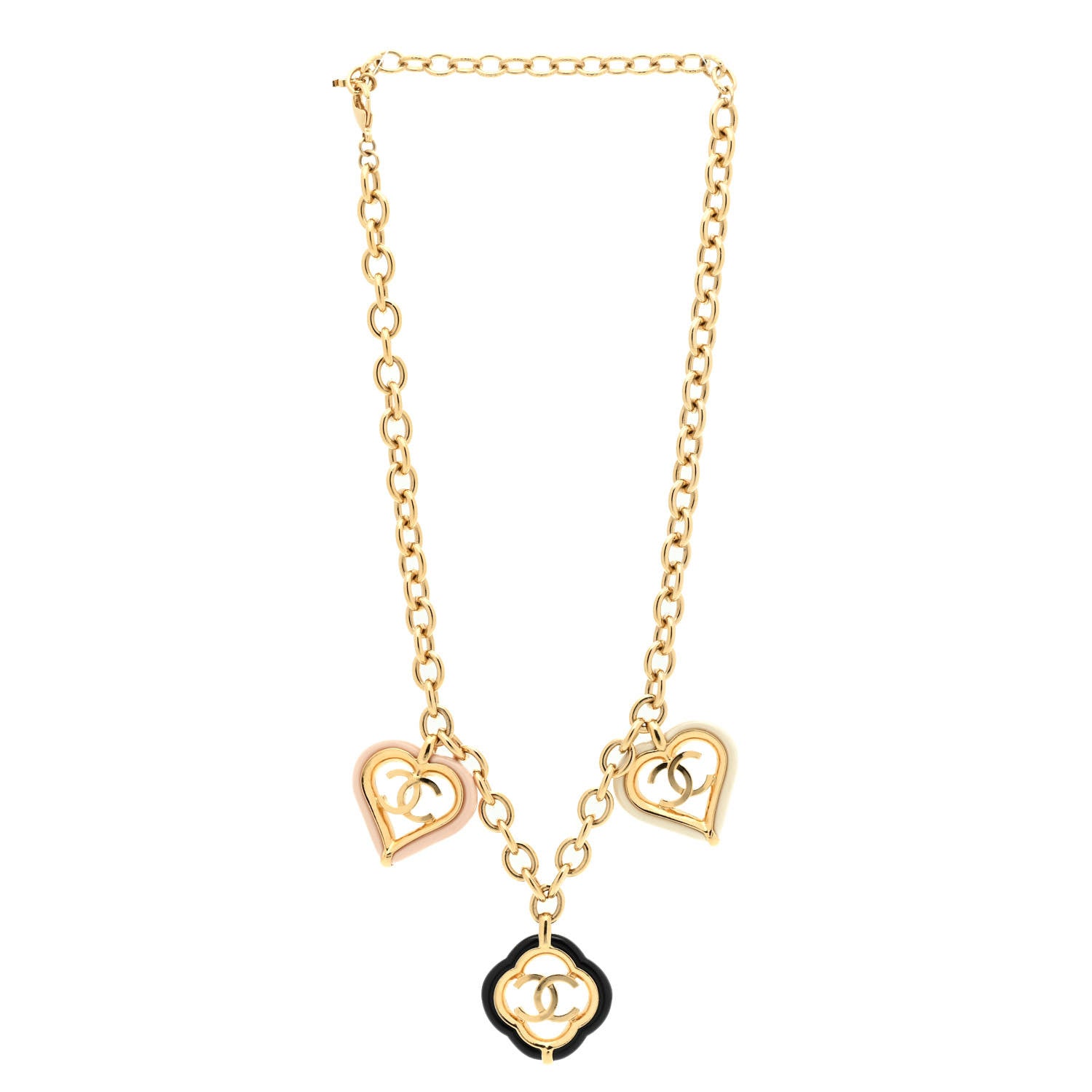 Chanel Resin Love And Clovers Charm Necklace Gold Multicolor 3 of 5