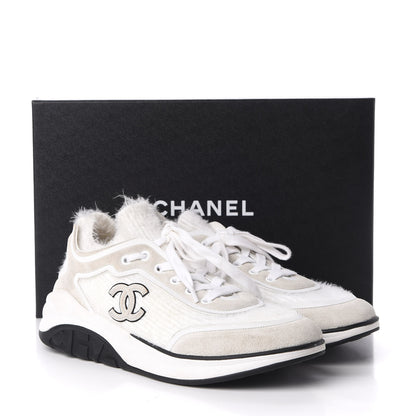 Chanel Fabric Calfskin Suede CC Womens Sneakers 40 White 8 of 8
