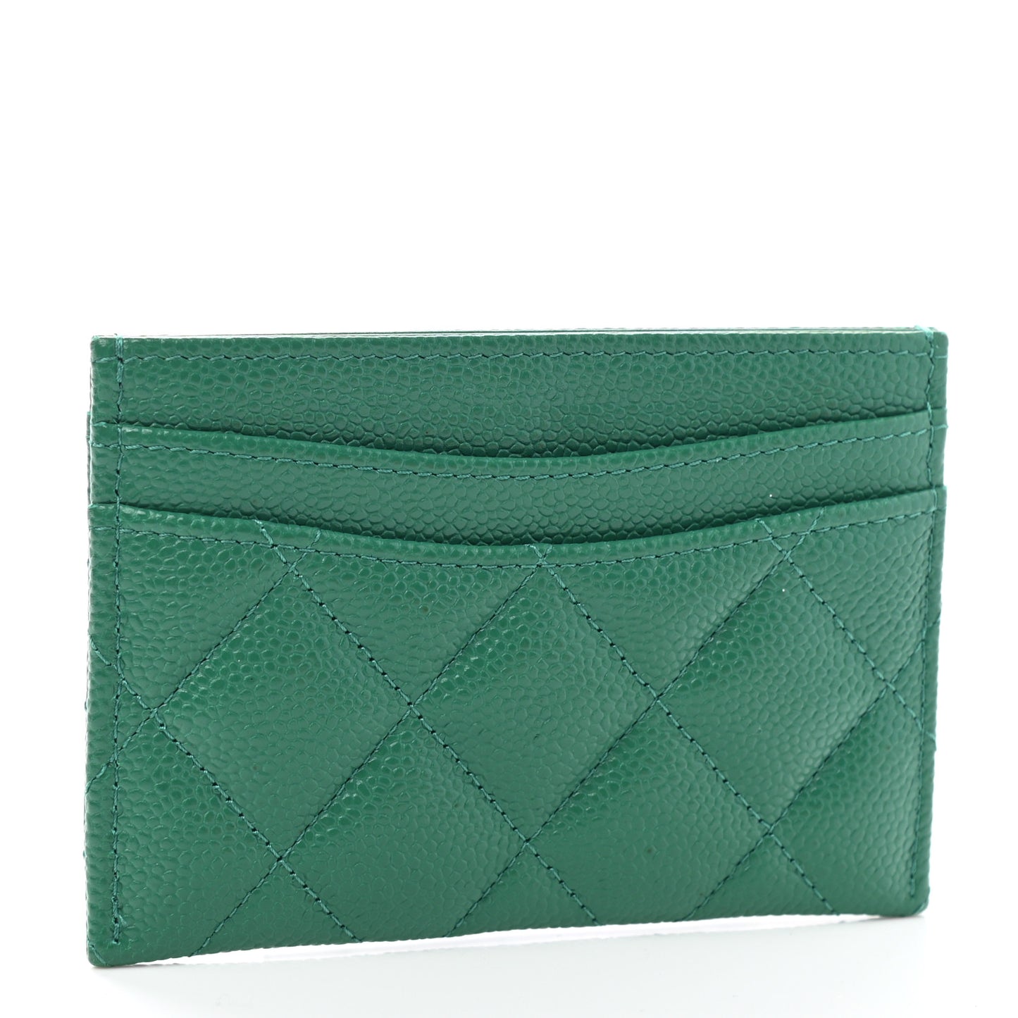 Caviar Quilted Card Holder Green
