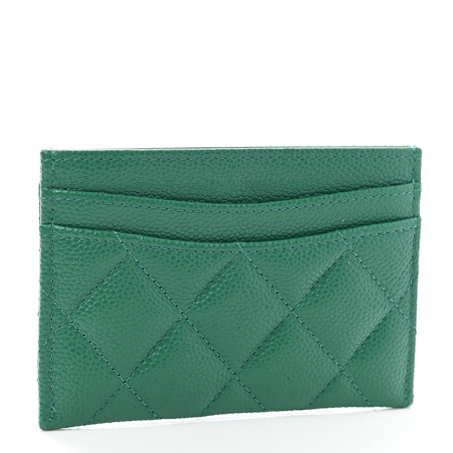 Chanel Caviar Quilted Card Holder Green 3 of 9