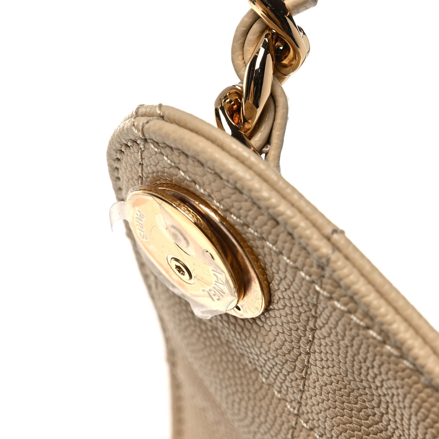Caviar Quilted Medium Chanel 25 Handbag Beige