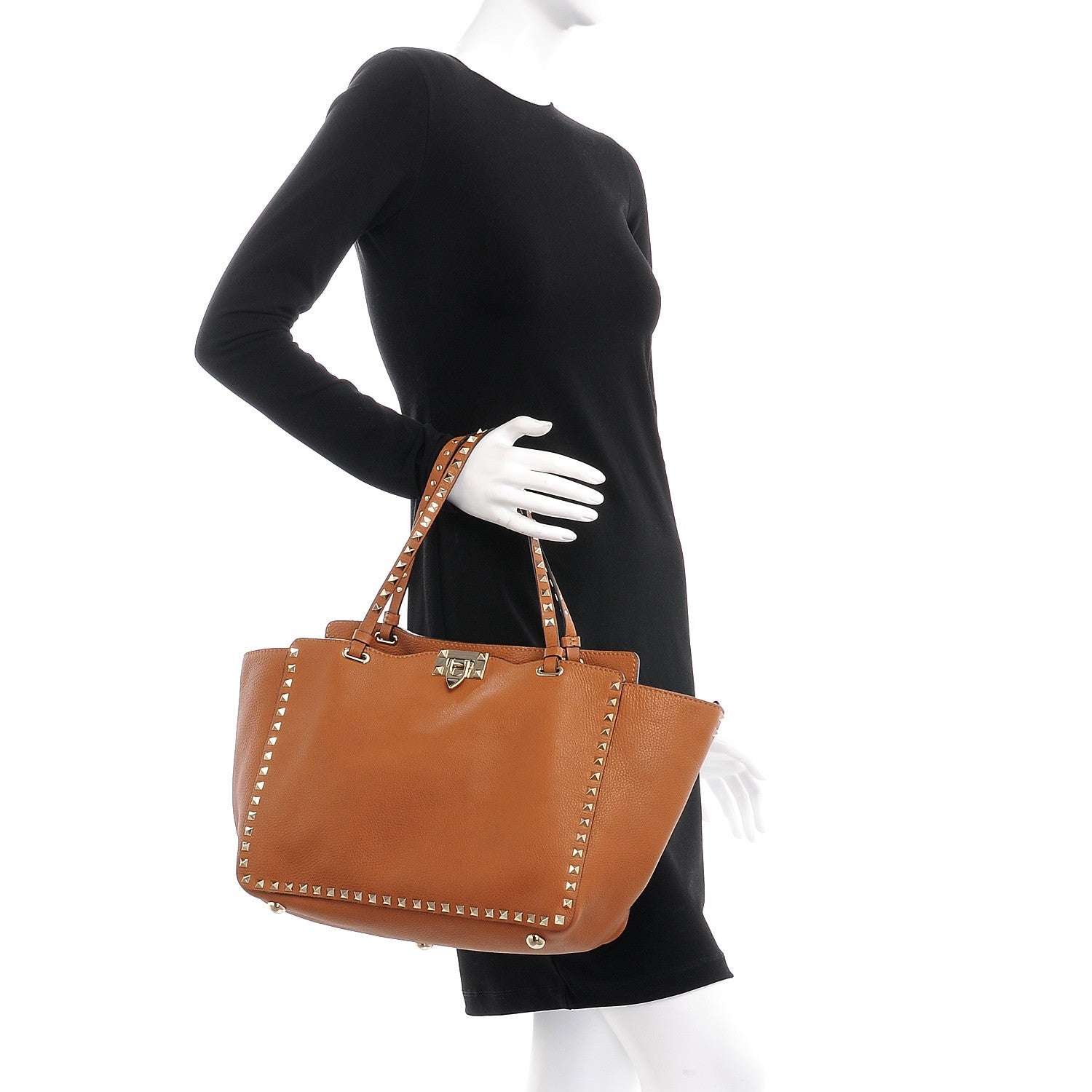 Valentino Garavani Pebbled Calfskin Medium Rockstud Tote Light Cuir 3 of 8
