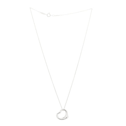 Tiffany Sterling Silver 16mm Elsa Peretti Open Heart Pendant Necklace 3 of 5