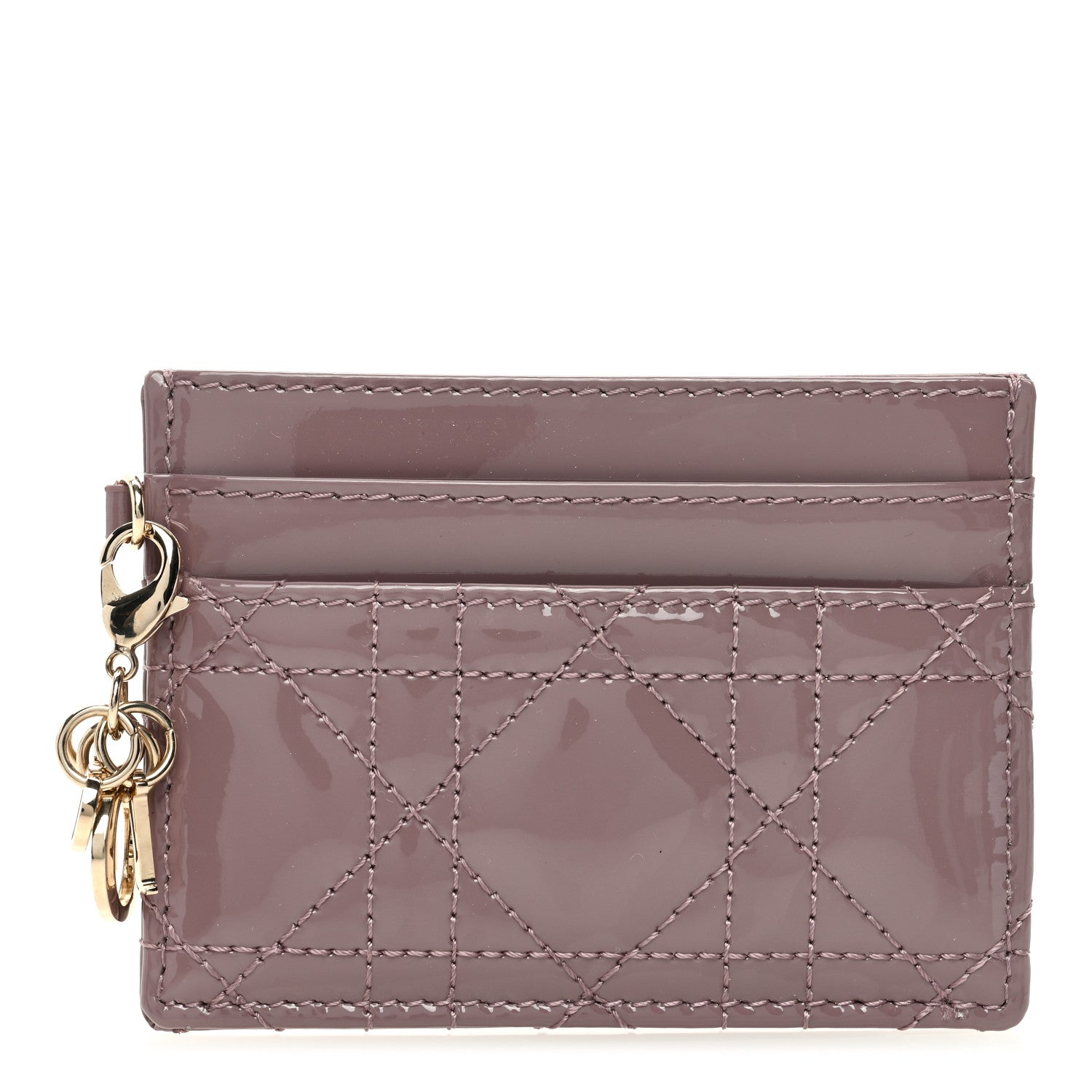 Christian Dior Patent Cannage Lady Dior Five-Slots Card Holder Pink Peony 1 of 8