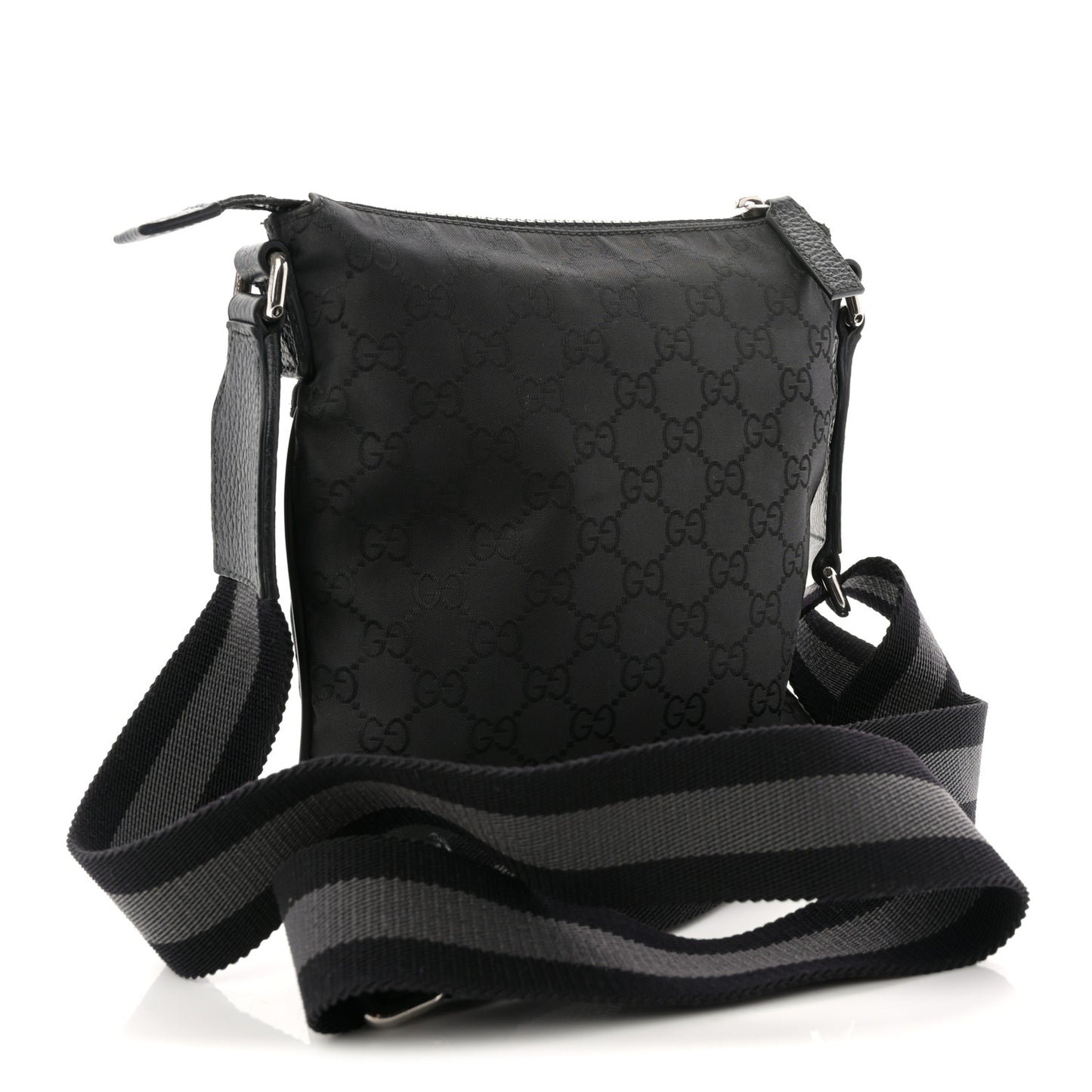 Nylon Monogram Mini Flat Messenger Bag Black