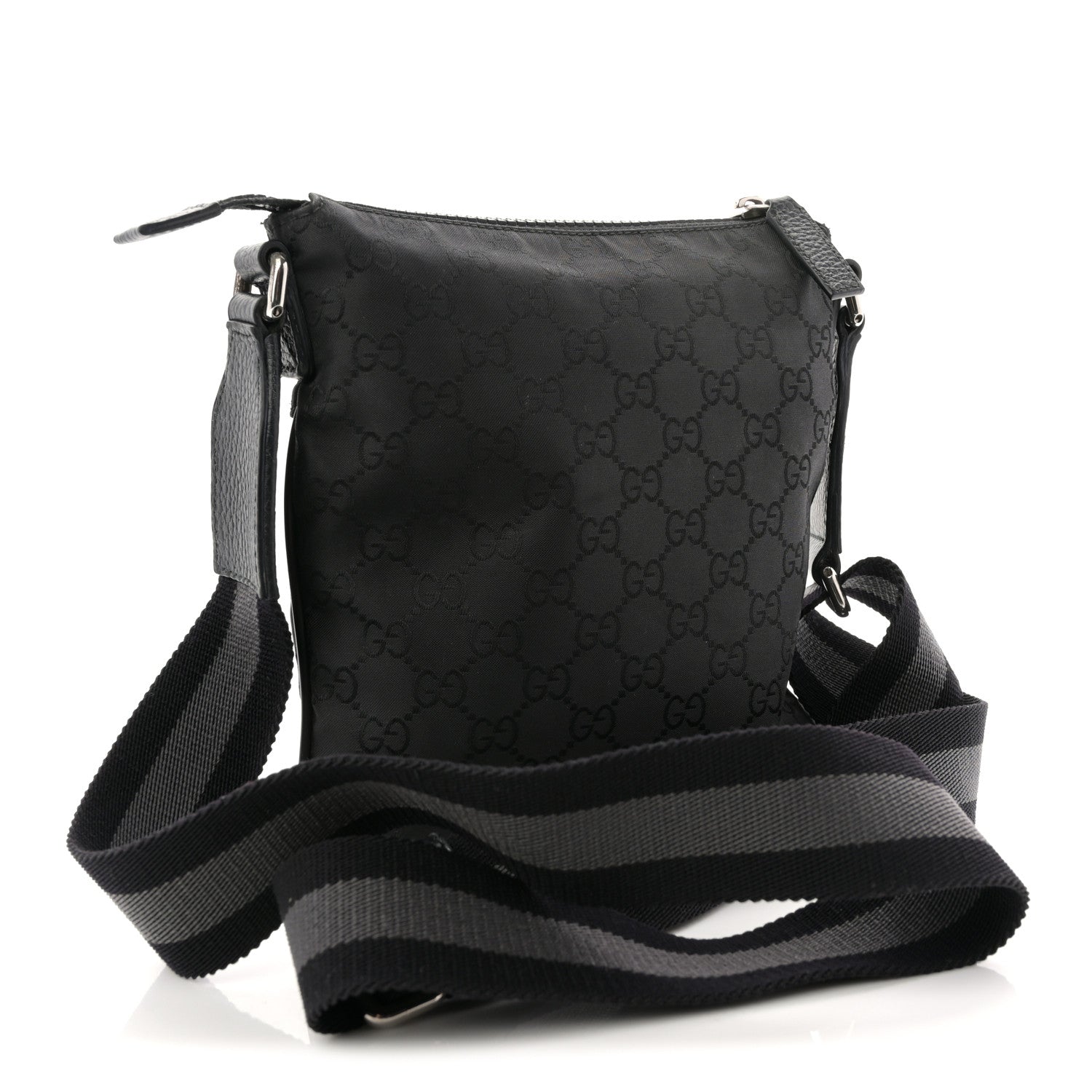 Gucci Nylon Monogram Mini Flat Messenger Bag Black 3 of 11