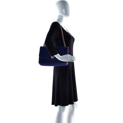 Chanel Jersey Chevron Leo Lion Jumbo Flap Blue 2 of 15