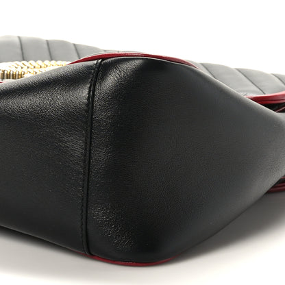 Gucci Vintage Effect Calfskin Matelasse Diagonal Medium Torchon GG Marmont Top Handle Shoulder Bag Black Romantic Cherry 17 of 17