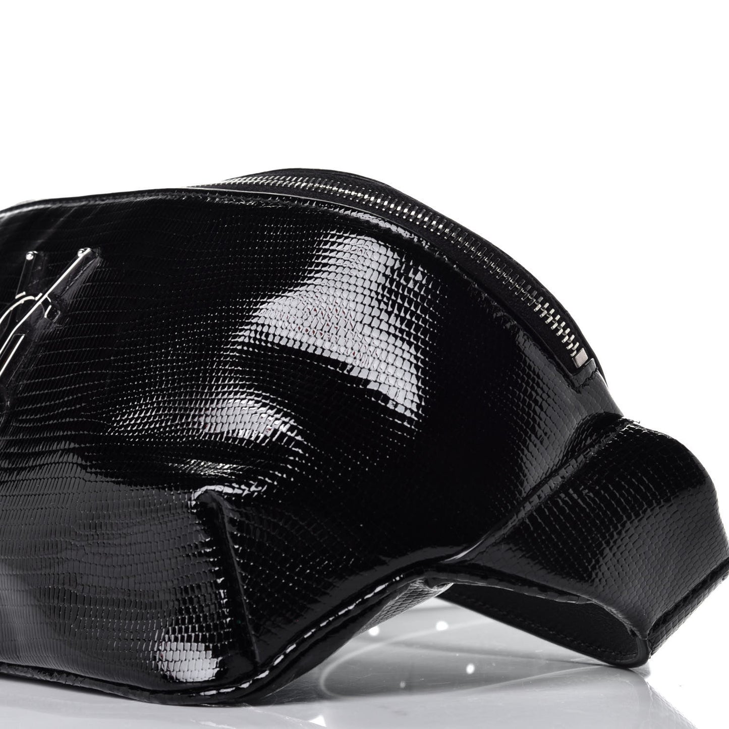 Lizard Embossed Calfskin Belt Bag Black