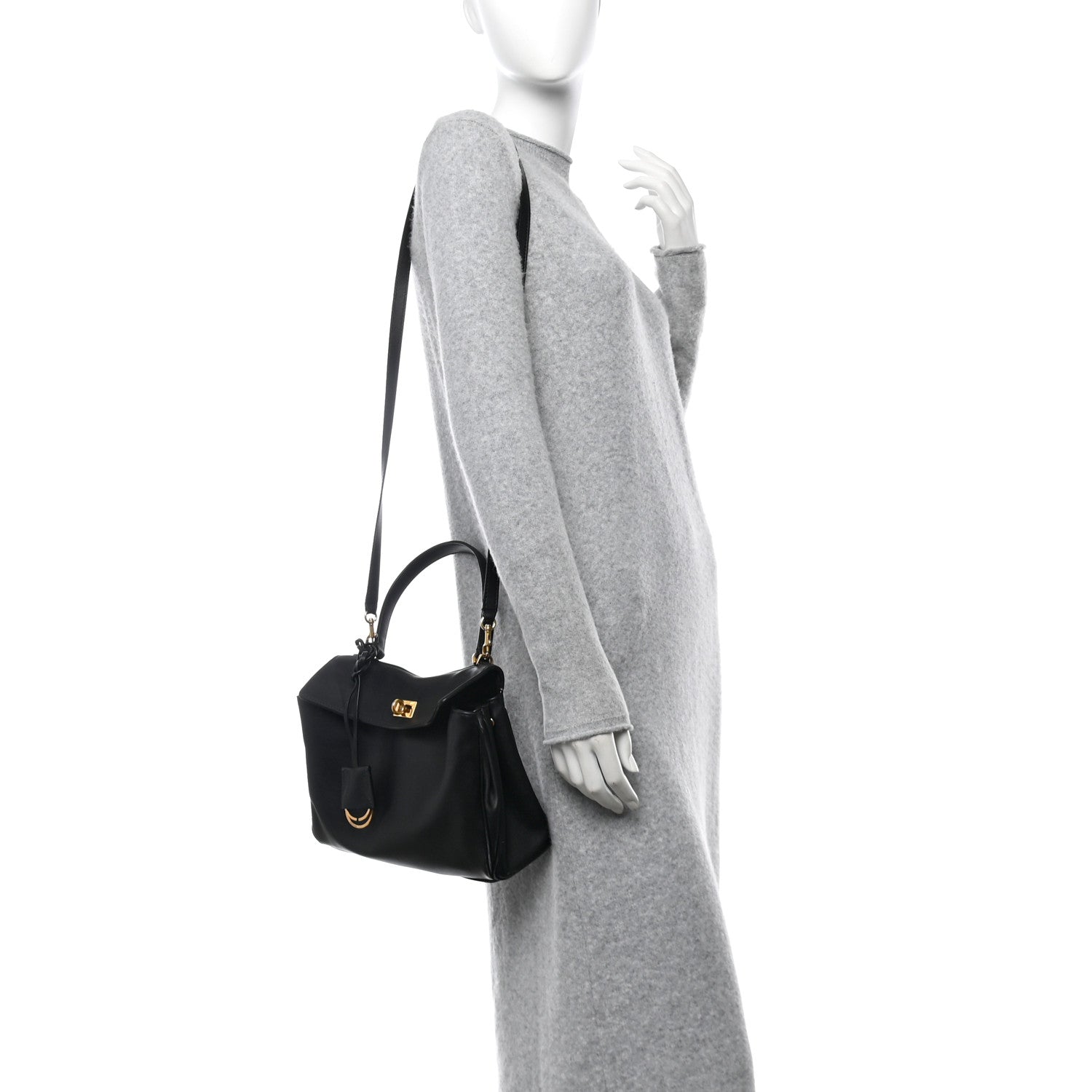 Balenciaga Natural Smooth Calfskin Small Rodeo Top Handle Handbag Black 2 of 12