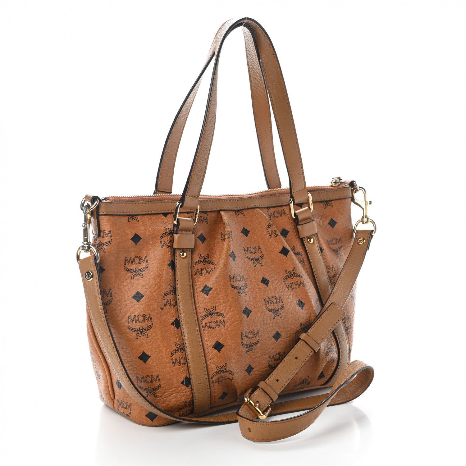 MCM Visetos Essentials Shopper Tote Cognac 3 of 14