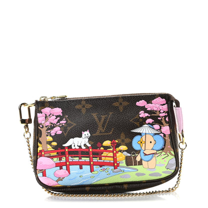 Louis Vuitton Monogram 2021 Christmas Animation Japanese Garden Mini Pochette Accessories Wisteria Pink 1 of 10