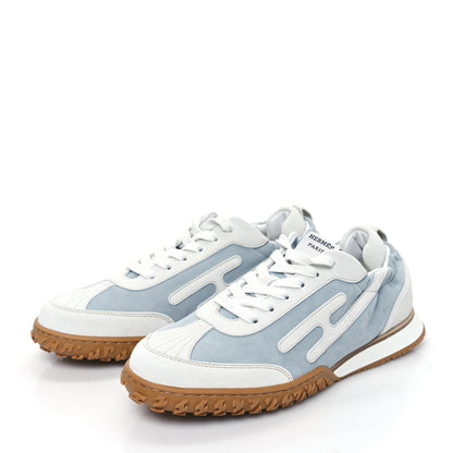 Hermes Suede Goatskin Jet Sneakers 37.5 Gris Nuage White 4 of 8