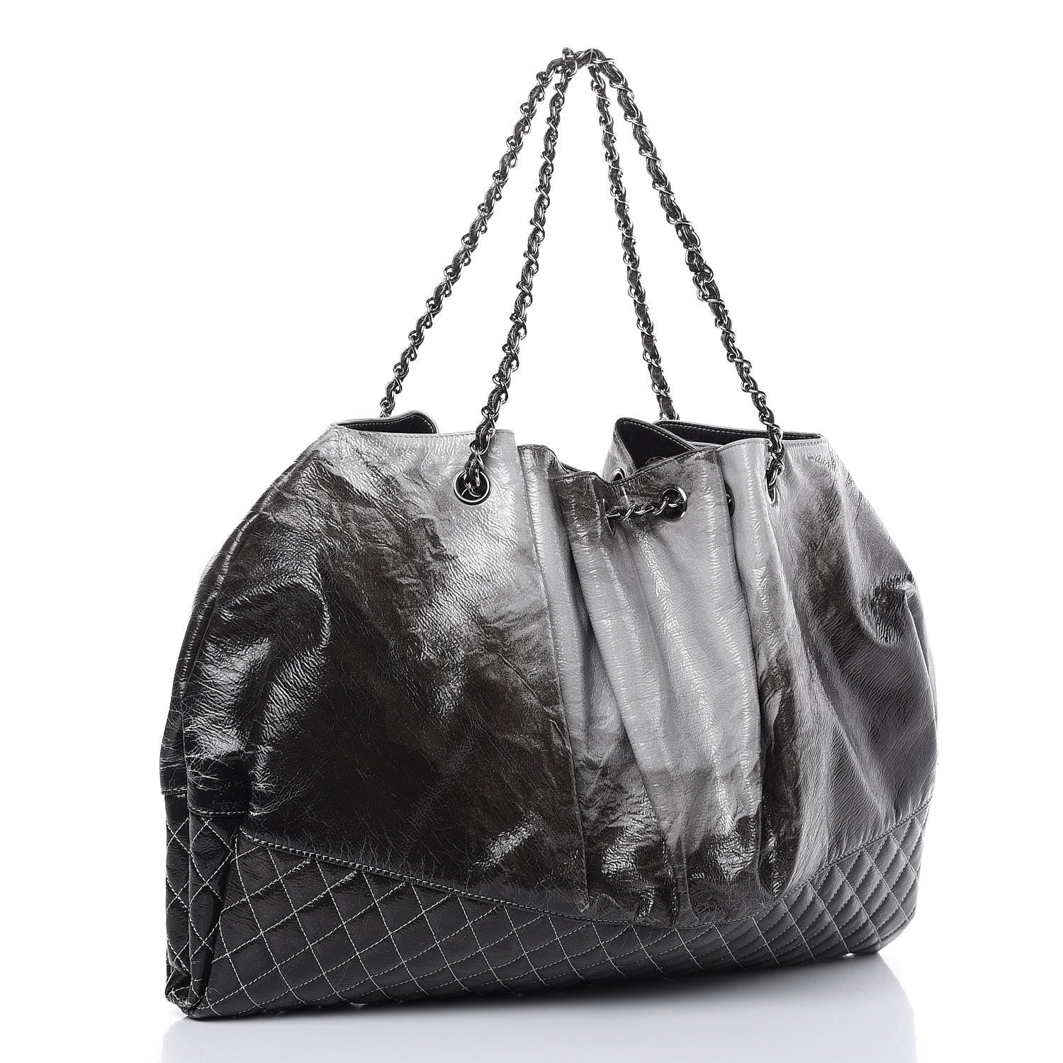 Chanel Vinyl Quilted Melrose Degrade Tote Black 3 of 9