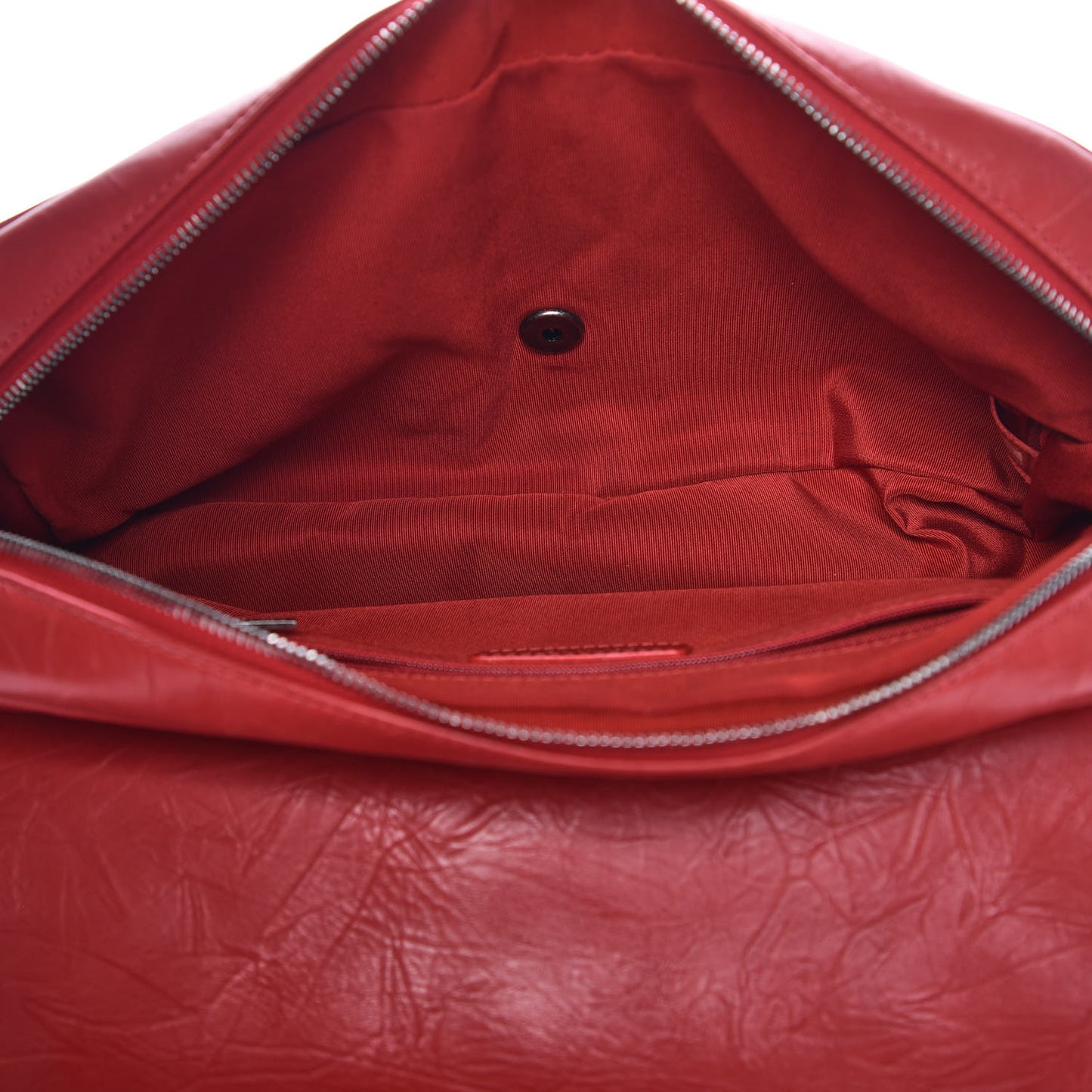 Crumpled Calfskin Quilted Medium Casual Rock Flap Red