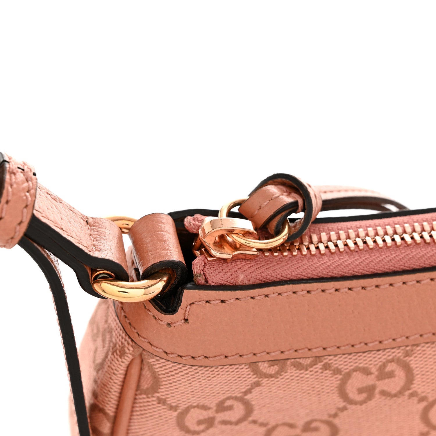 Gucci Monogram Textured Dollar Calfskin Small Ophidia Hobo Cloche Rose Pink 12 of 12