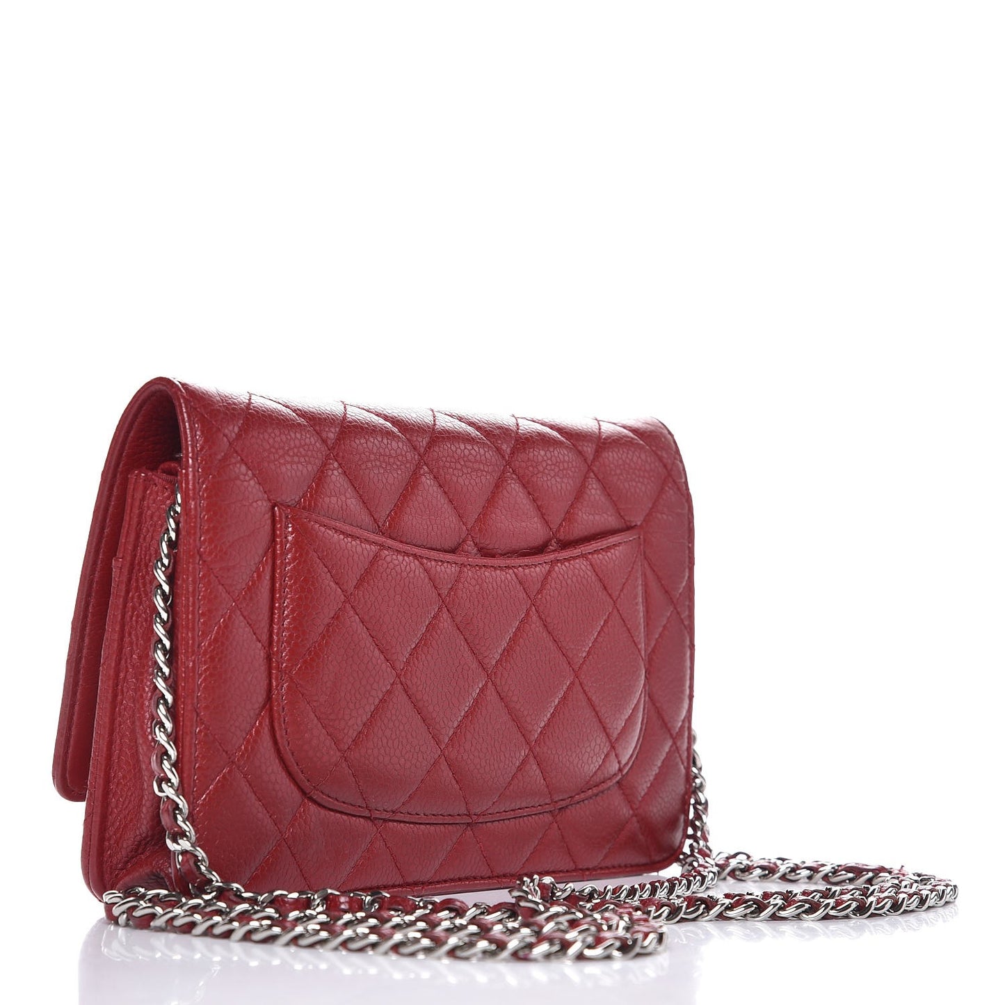 Caviar Quilted Wallet on Chain WOC Red