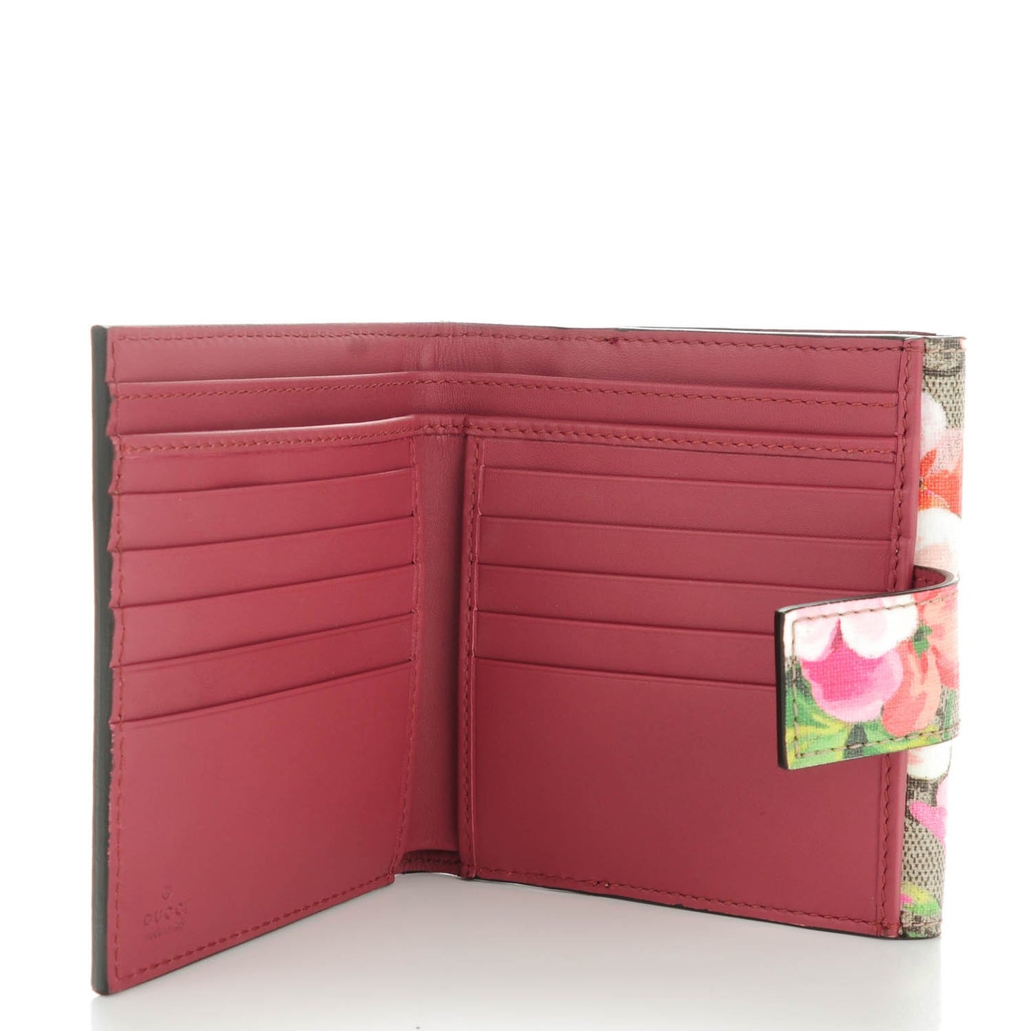 GG Supreme Monogram Blooms French Flap Wallet Beige Multicolor Dry Rose