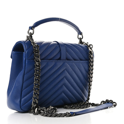 Saint Laurent Sheepskin Matelasse Chevron Monogram Medium College Bag Royal Blue 2 of 9