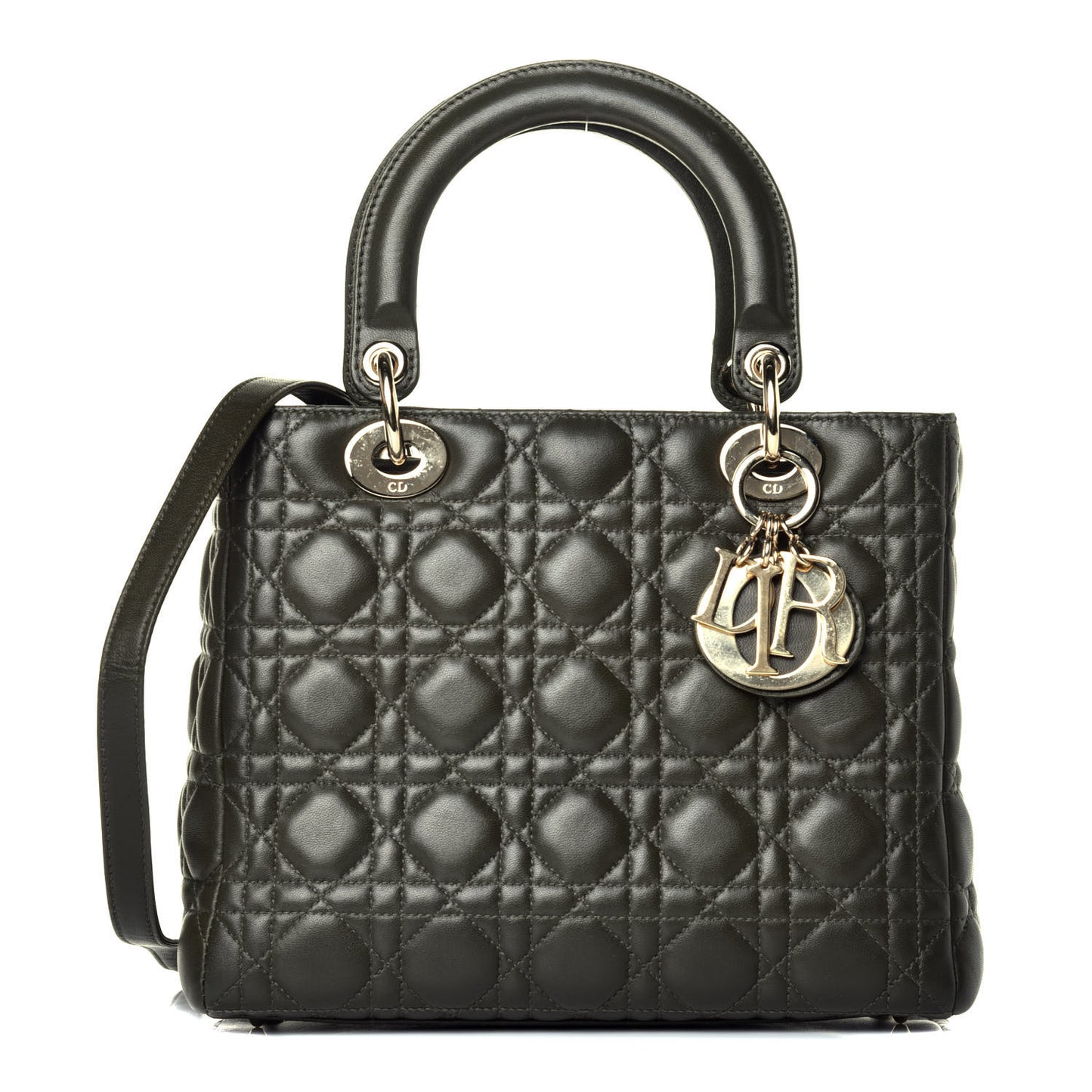 Lambskin Cannage Medium Lady Dior Olive Green