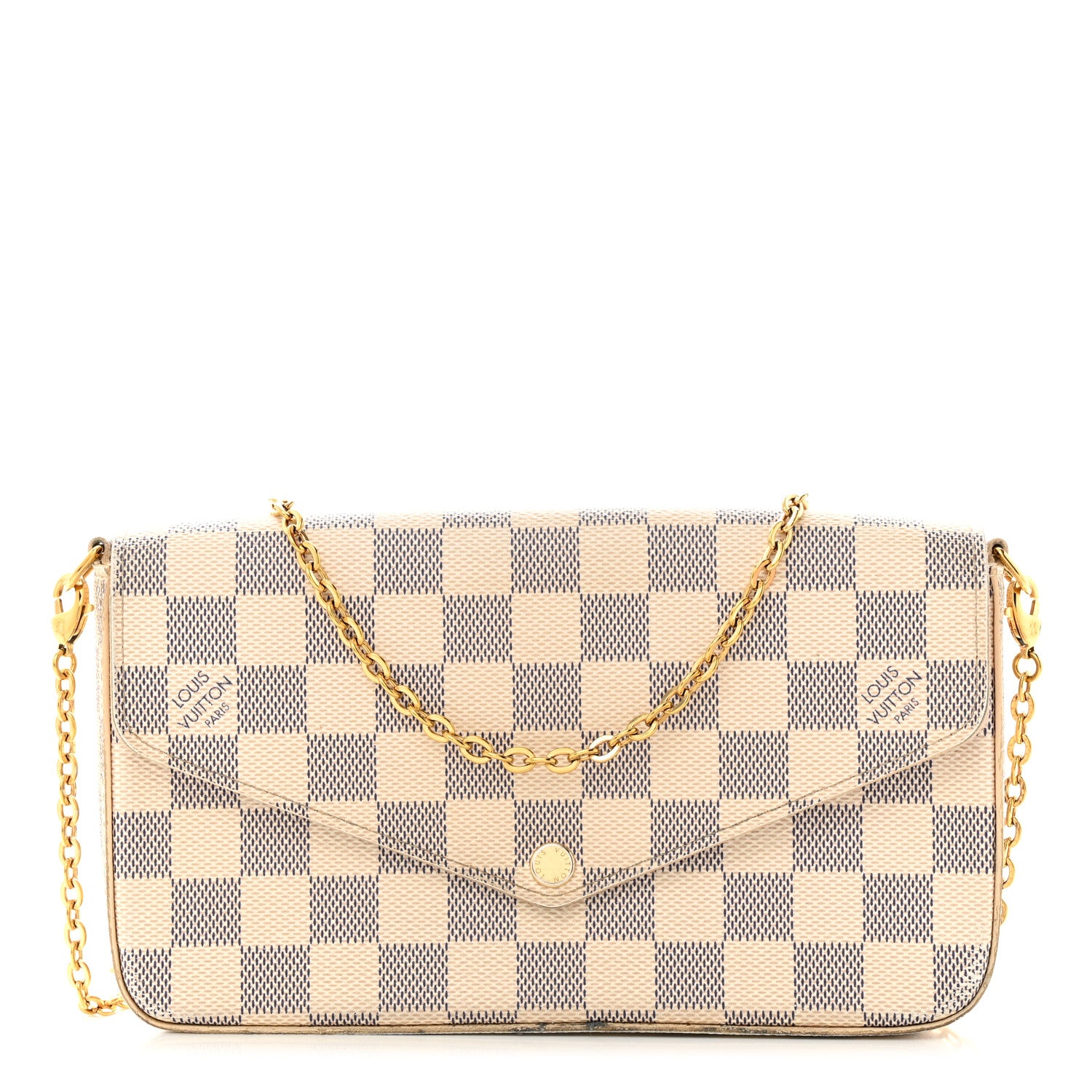 Louis Vuitton Damier Azur Pochette Felicie Chain Wallet Rose Ballerine 3 of 15