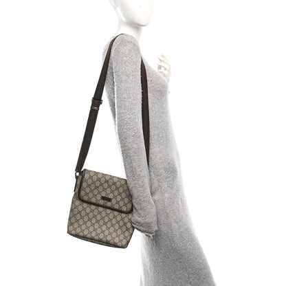 Gucci GG Supreme Monogram Selleria Calfskin Small Flap Messenger Bag Beige Ebony Cocoa Dark Chocolate 2 of 10