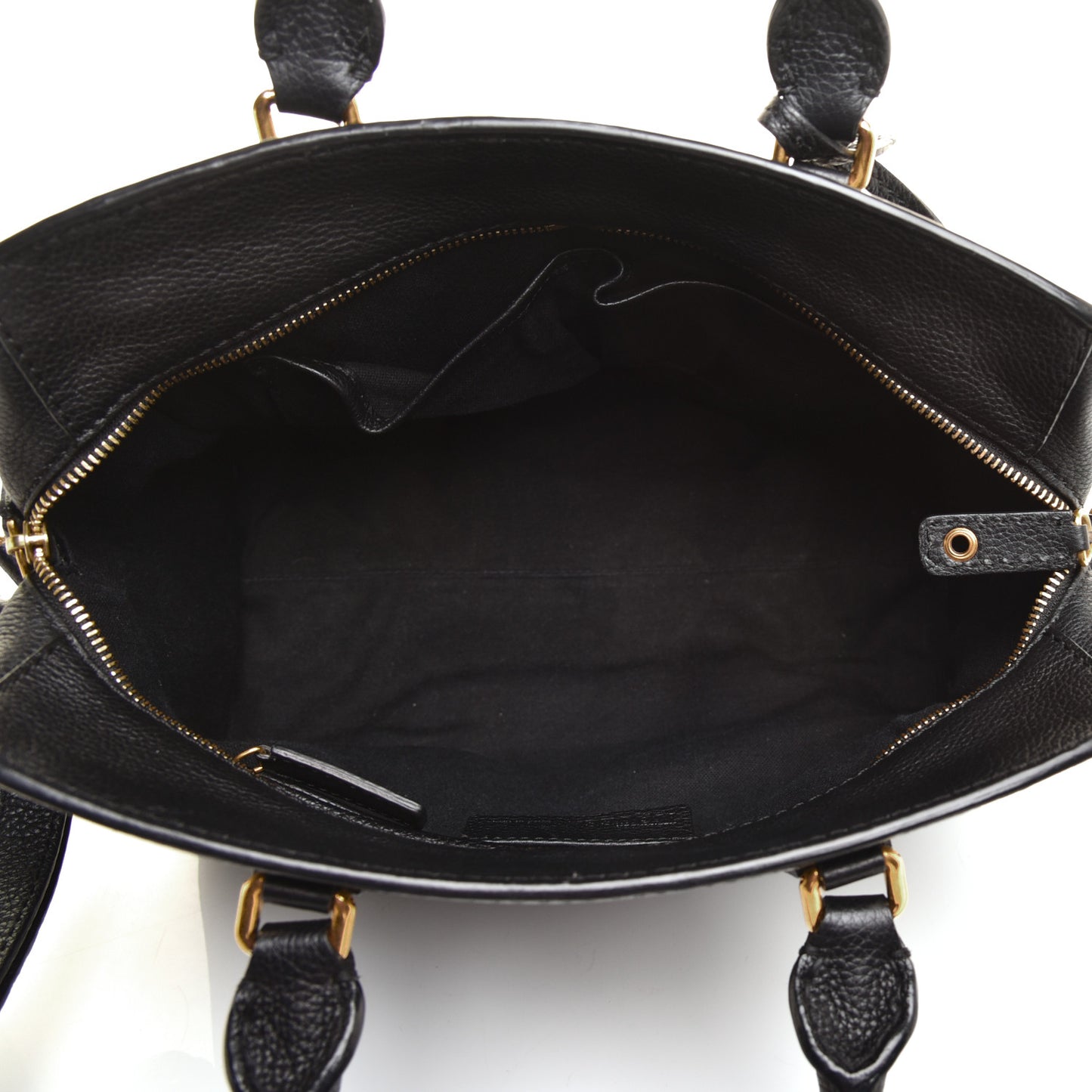 Pebbled Calfskin Small Skull Padlock Zip Around Tote Black
