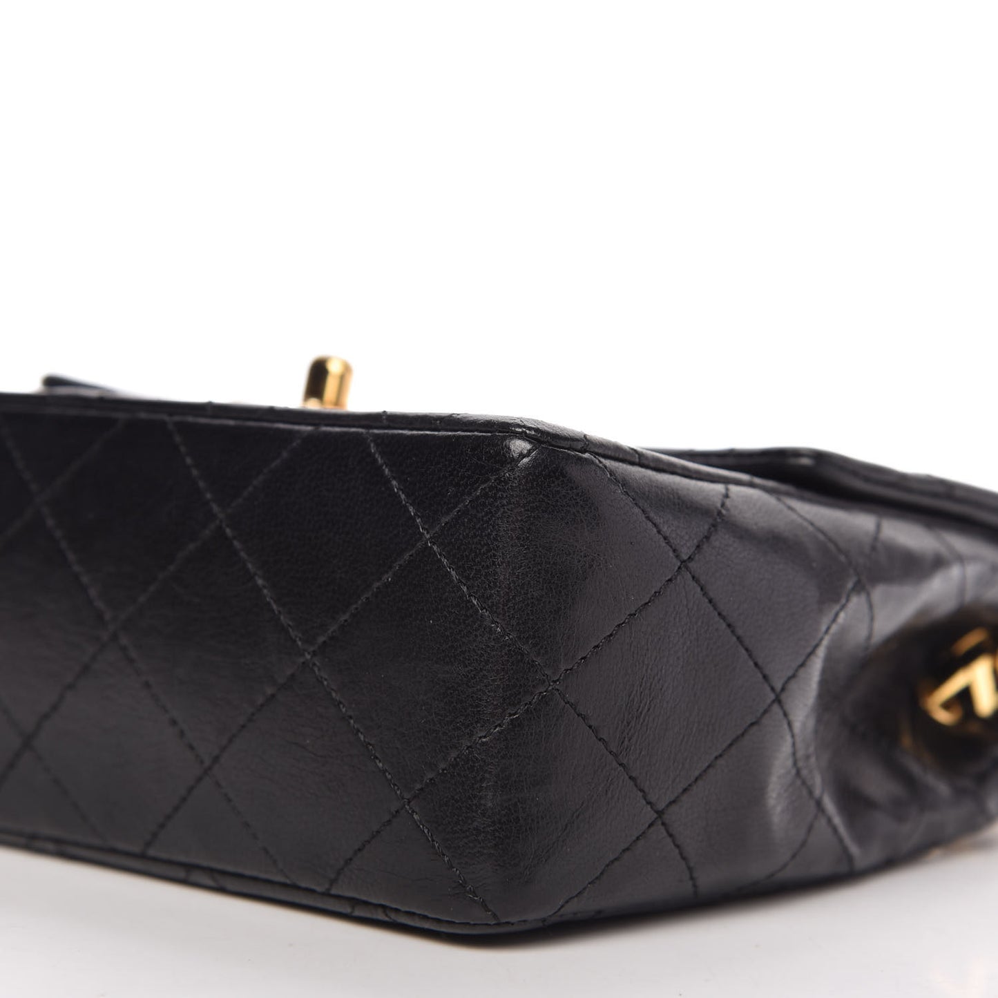 Lambskin Quilted Mini Square Flap Black
