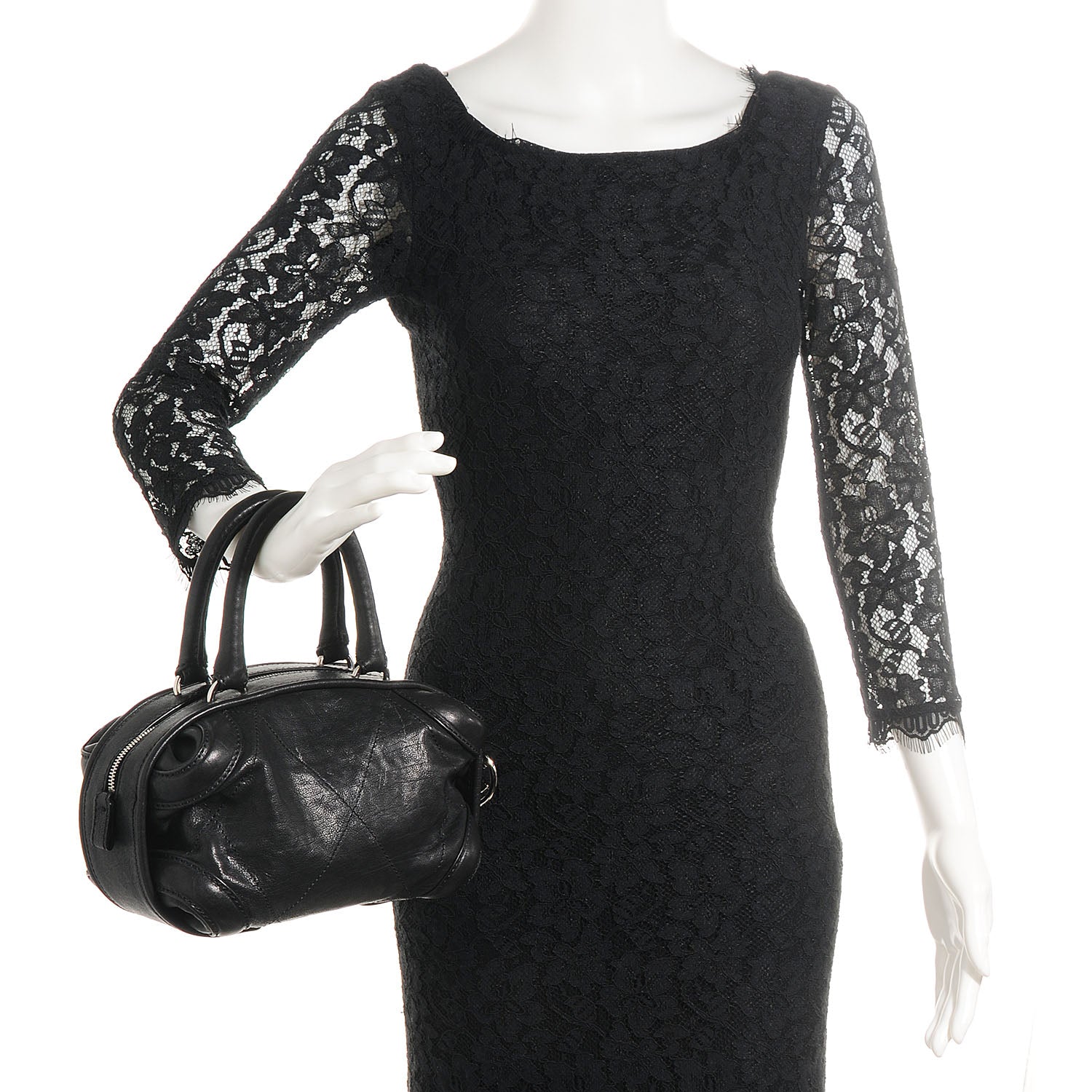 Chanel Calfskin Round Bowling Bag Black 2 of 8