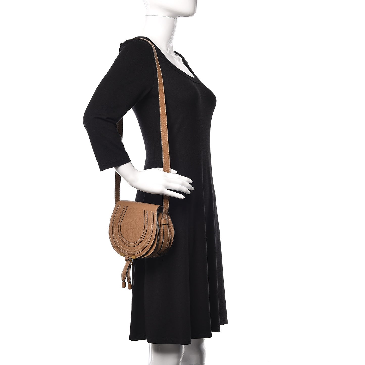 Calfskin Mini Marcie Round Crossbody Bag Nut