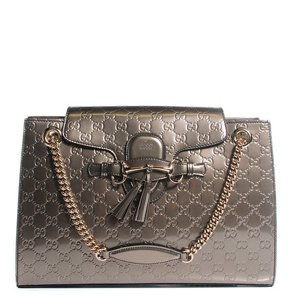 Gucci Shine Guccissima Large Emily Chain Shoulder Bag Acero 1 of 9