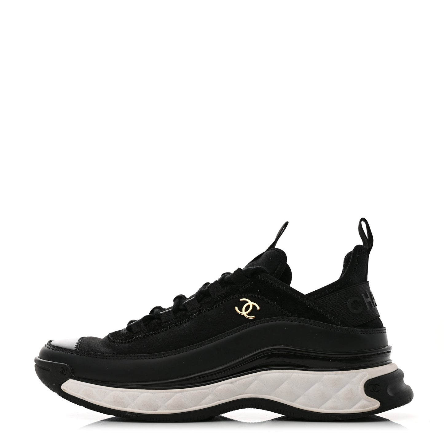 Velvet Calfskin Mixed Fibers CC Sneakers 39.5 Black