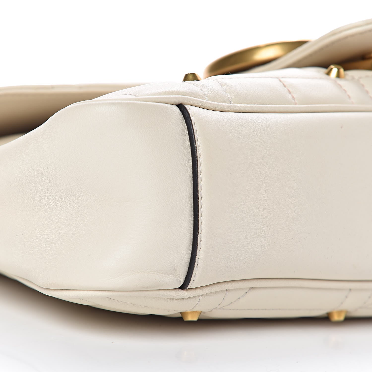 Gucci Calfskin Matelasse Studded Medium GG Marmont Shoulder Bag White 11 of 12