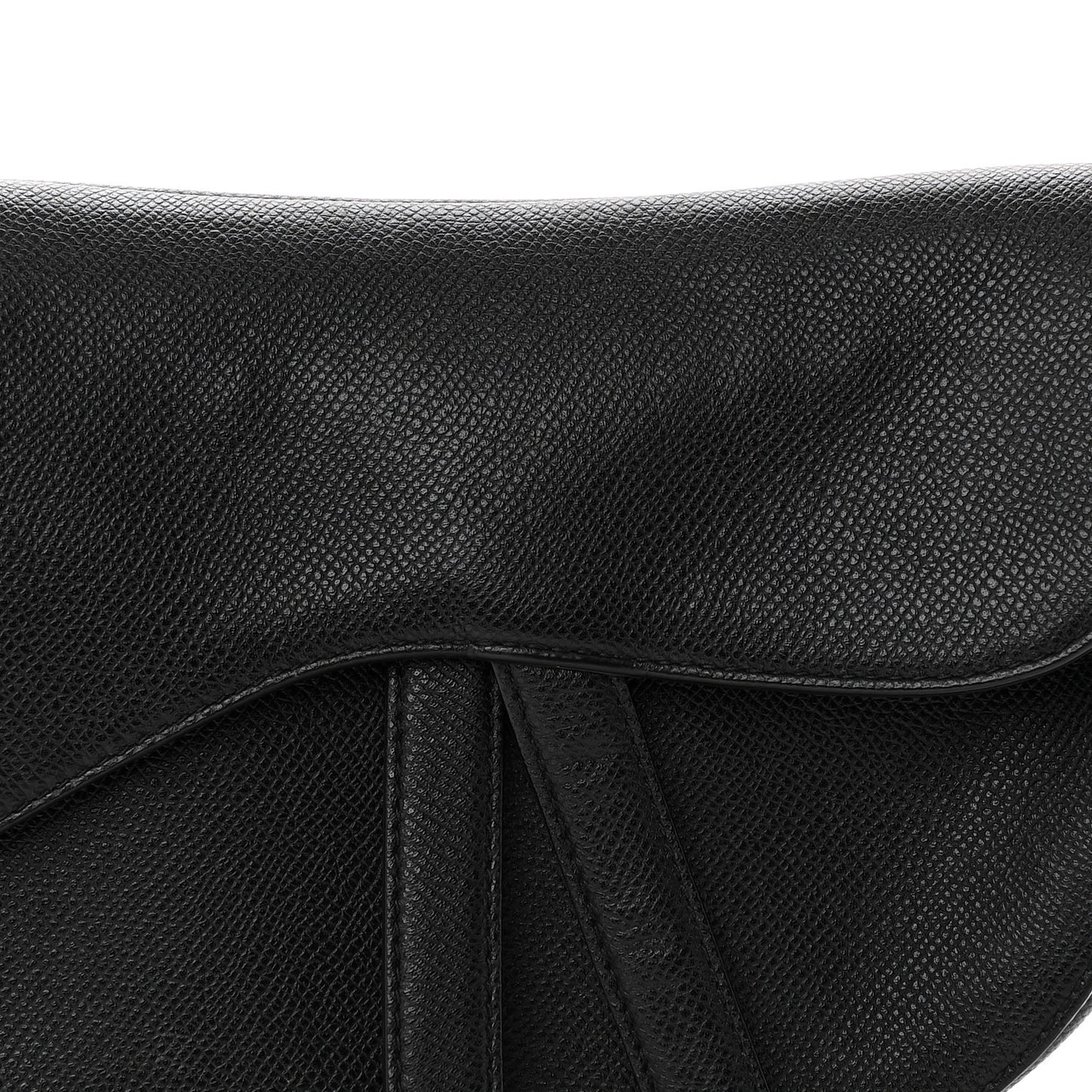 Grained Calfskin Saddle Bag Black