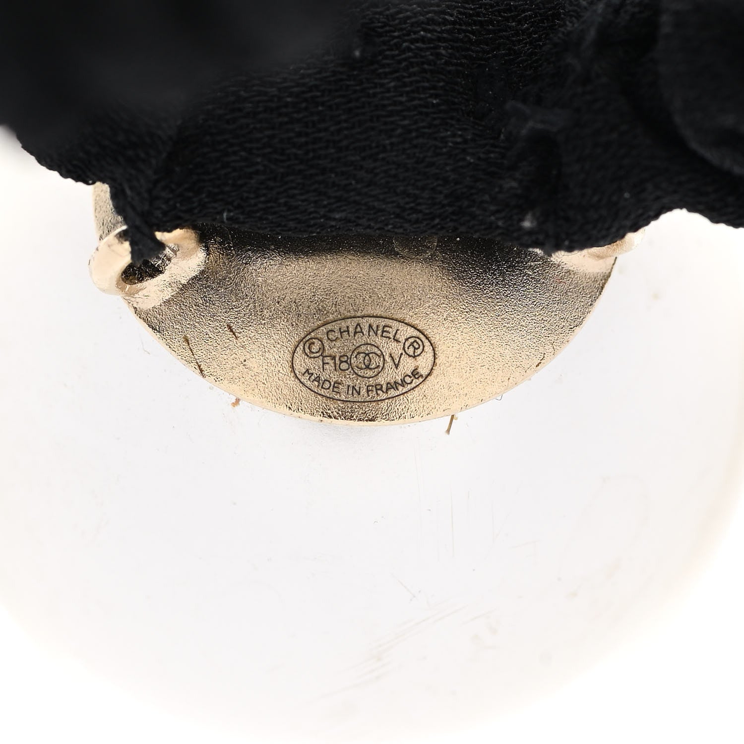 Chanel Pearl CC Hair Tie Black Gold Pearly White 4 of 5