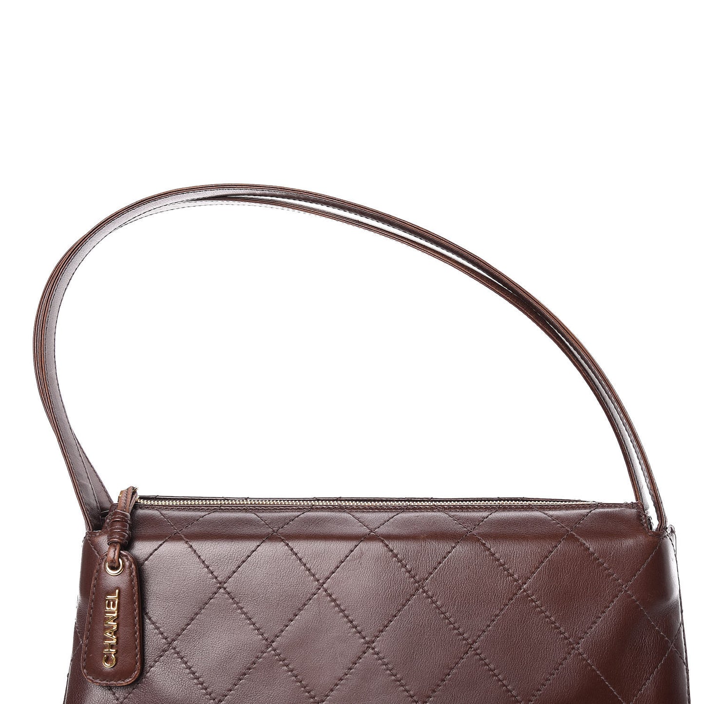 Lambskin Diamond Stitched Shoulder Bag Brown