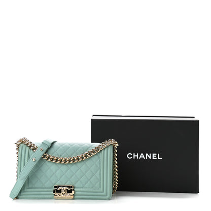 Chanel Caviar Quilted Medium Boy Flap Light Blue 15 of 15