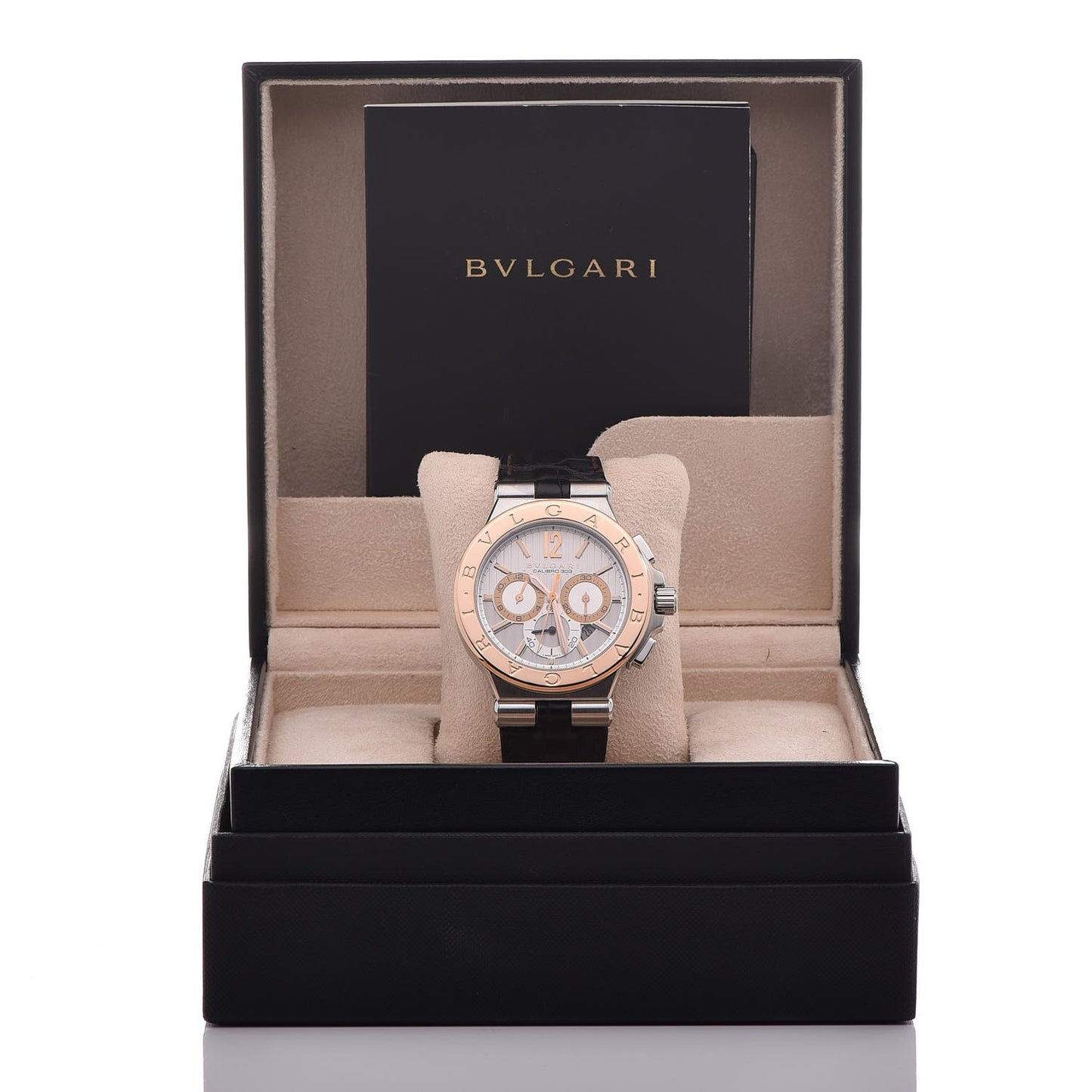 Stainless Steel 18K Rose Gold Alligator 42mm Diagono Calibre 303 Chronograph Automatic Watch