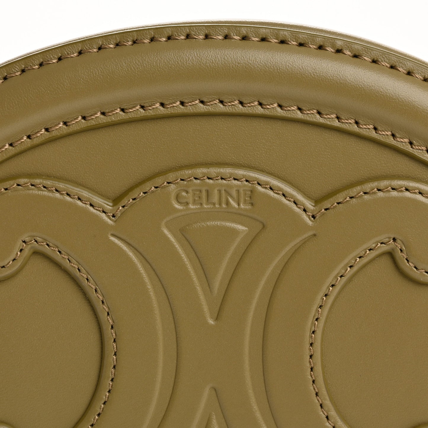 Smooth Calfskin Cuir Small Triomphe Oval Purse Crossbody Olive
