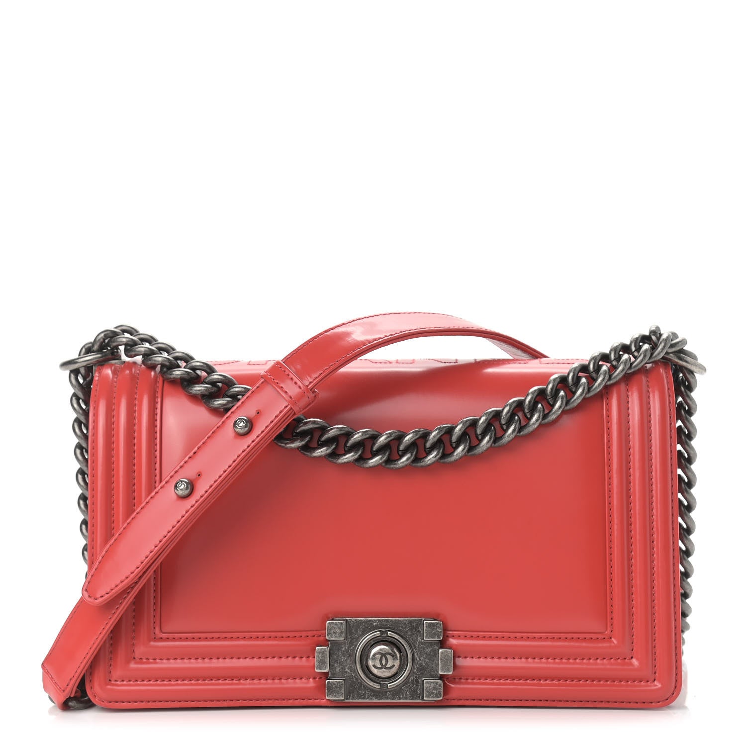 Chanel Glazed Calfskin Medium Boy Flap Red 1 of 8