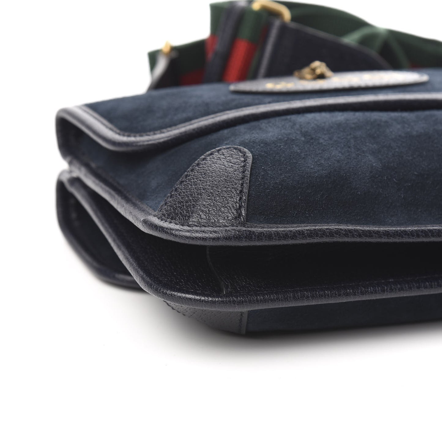 Suede Web Small Neo Vintage Double Flap Messenger Bag Blue